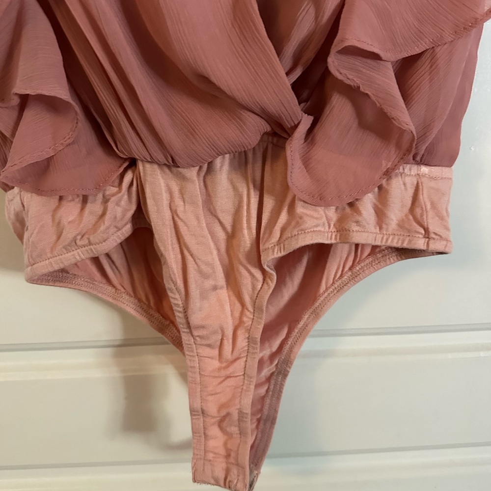 Lulu's Dusty Rose Ruffle Bodysuit - Picture 8 of 8